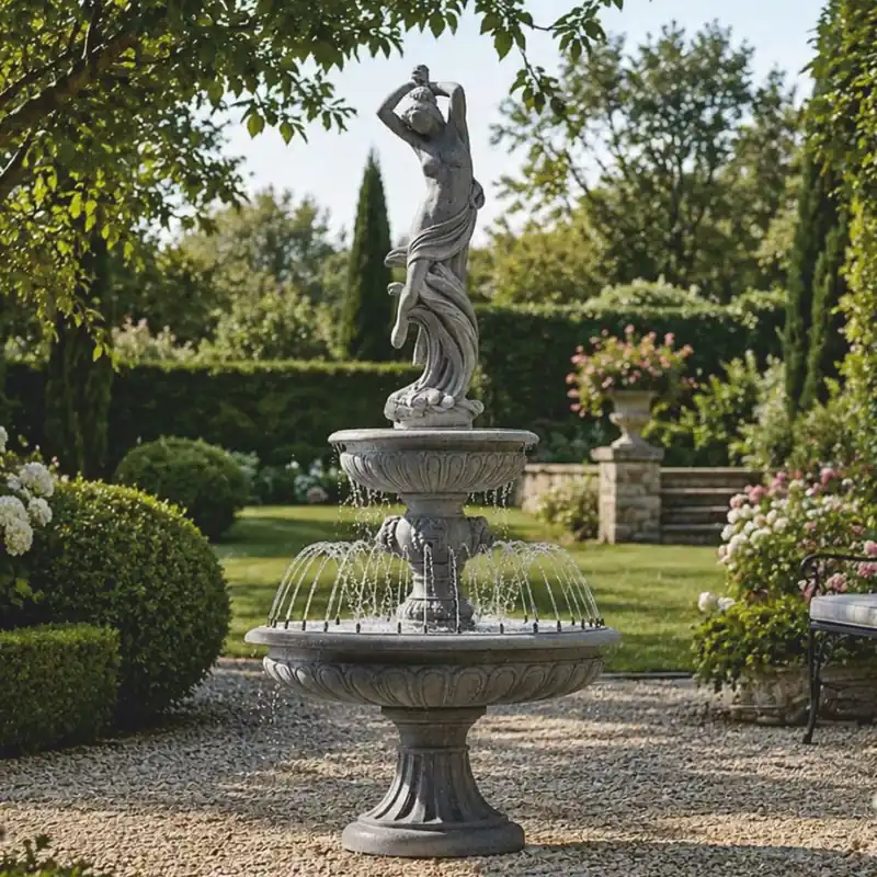 Casa Padrino baroque fountain gray Ø 152 x H. 330 cm - Magnificent garden fountain Garantierte Lieferung