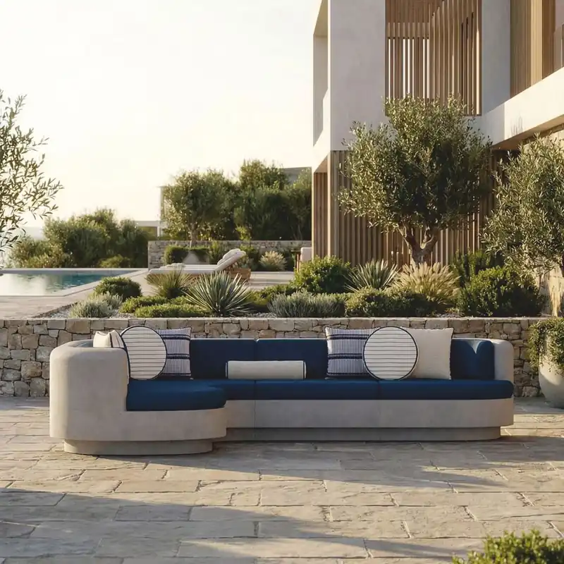 Günstig Casa Padrino Luxury Corner Sofa Left Sided Gray / Blue 335 x 281 cm - Modular Concrete Sofa