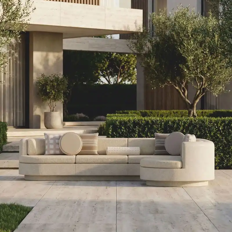 Aktuell Casa Padrino Luxury Corner Sofa Right Sided Cream 335 x 281 cm - Modular Concrete Sofa