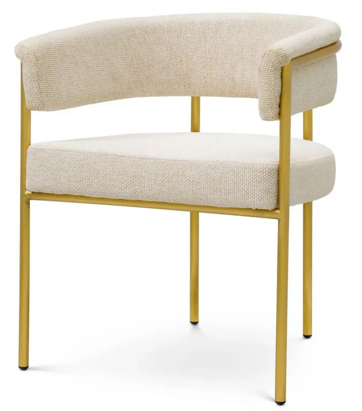 Casa Padrino Luxury Dining Chair with Armrests Cream White / Brass - Dining Room Furniture Finale Aktion