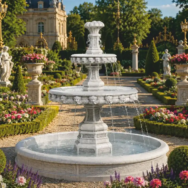 Casa Padrino Baroque Fountain with Surround Gray Ø 113 x H. 107 cm - Nostalgic Garden Fountain Sofort Bestellen