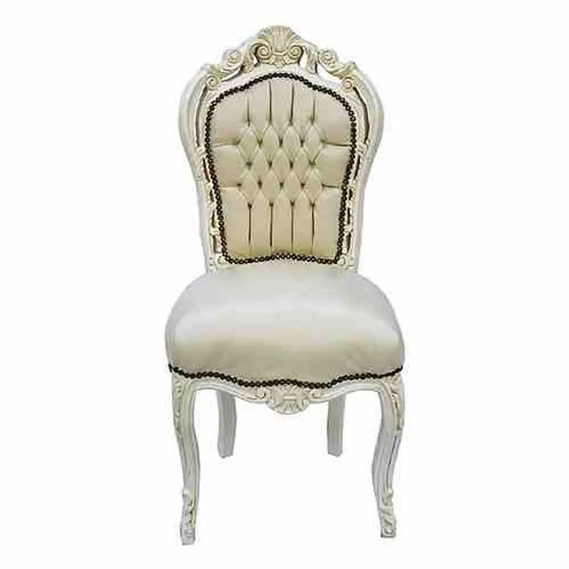 Beliebt Casa Padrino baroque dîner Chaise crème / crème aspect cuir