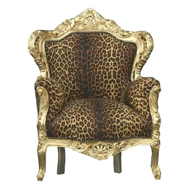 Sofort Bestellen Baroque Armchair "King" Leopard / Gold
