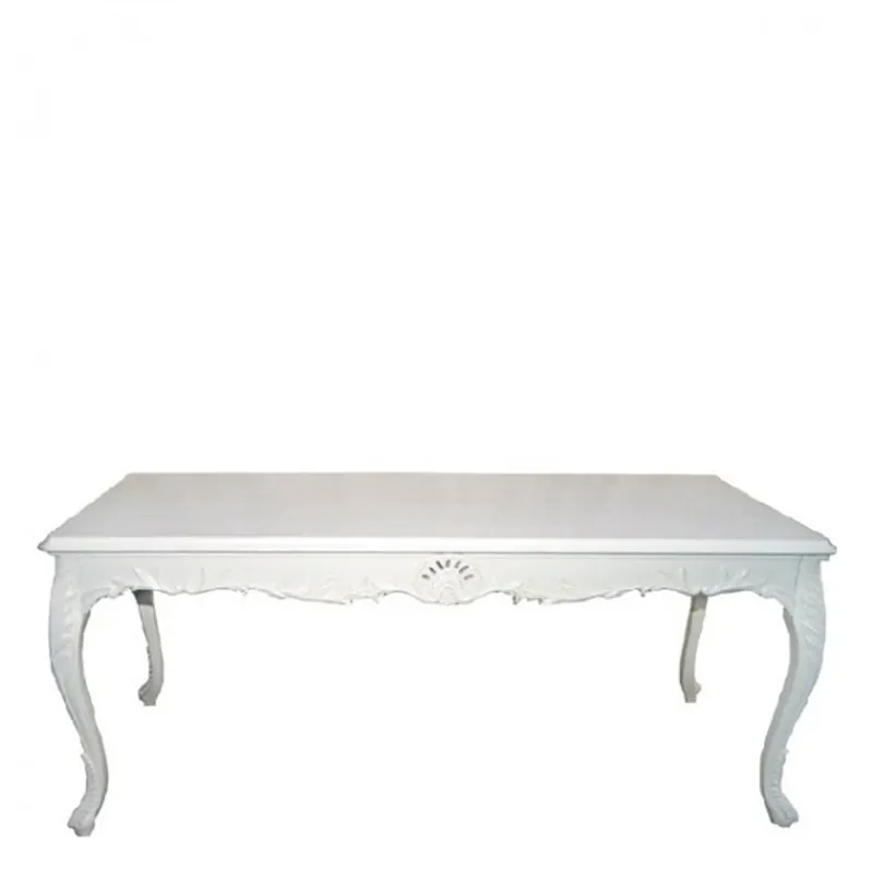 Bestpreis Table à manger baroque blanche 200cm - table de salle à manger mobilier baroque
