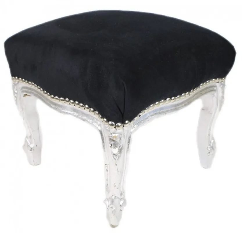 Casa Padrino baroque escabeau noir / argent - Tabouret Mobilier Saisonangebot