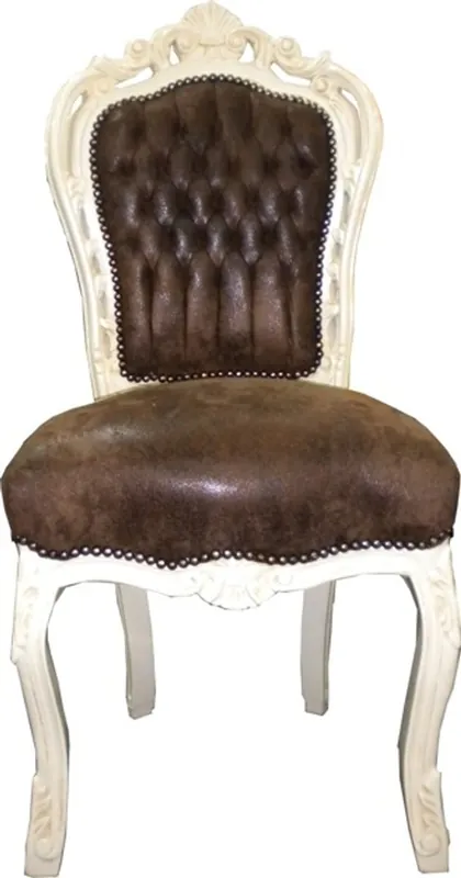 Sichere Zahlung Baroque dîner président Brown / crème aspect cuir