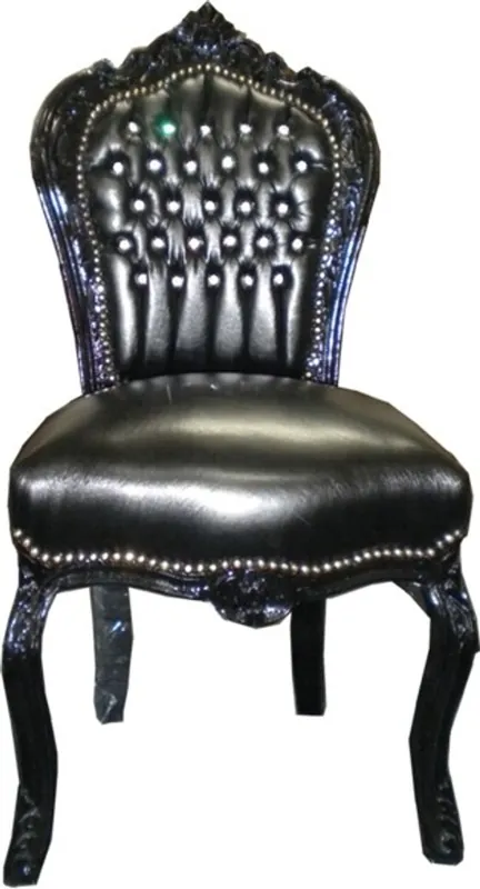 Angebot Baroque Chaise dîner noir / cuir noir aspect bling bling