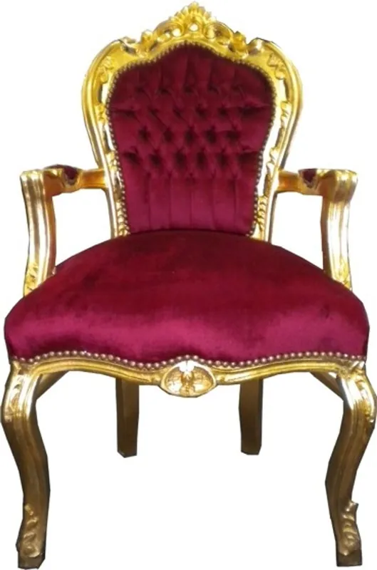 Knallerangebot Baroque Chaise dîner Bordeaux / or avec accoudoir