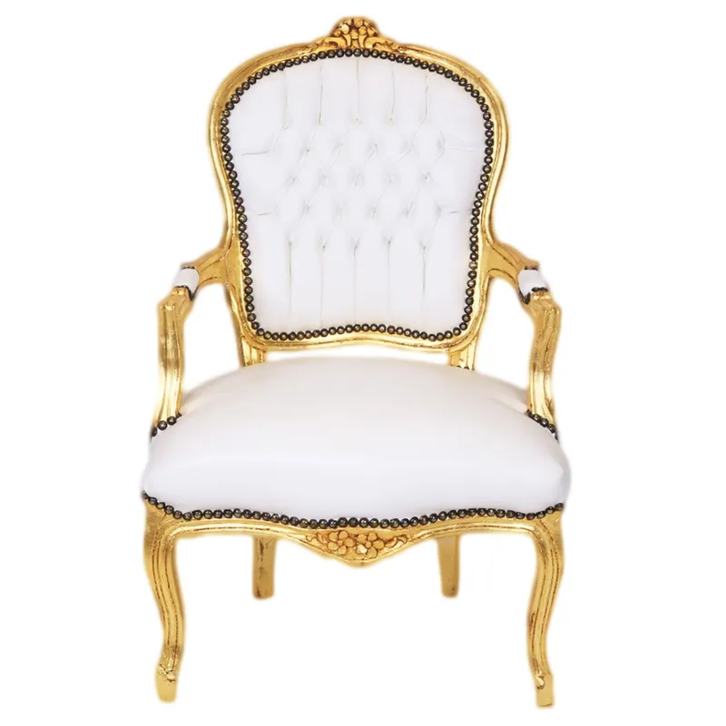 Casa Padirno baroque Chaise Salon Blanc / Or - Mobilier antique Neu Im Sortiment