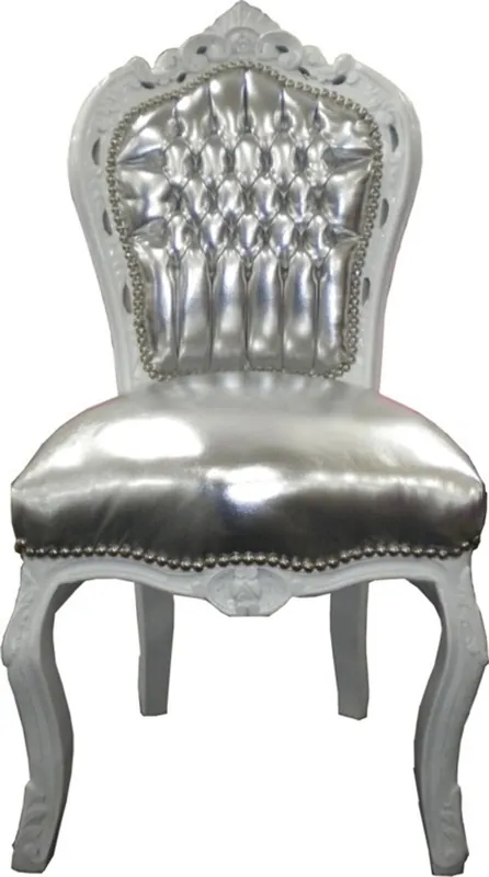 Dîner Casa Padrino baroque Chaise aspect cuir argent / blanc Markenware