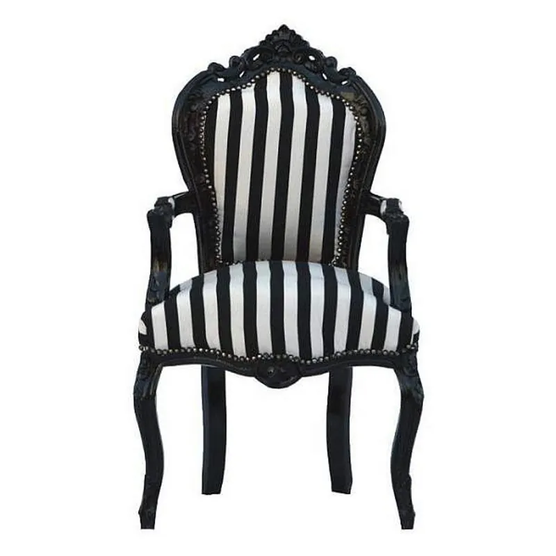 Sale Casa Padrino Dîner baroque président noir / blanc Stripes / noir avec accoudoirs - Chaise de style antique