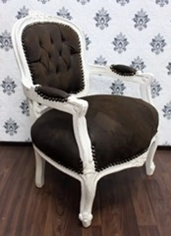 Baroque Salon président marron / crème aspect cuir Sonderangebot