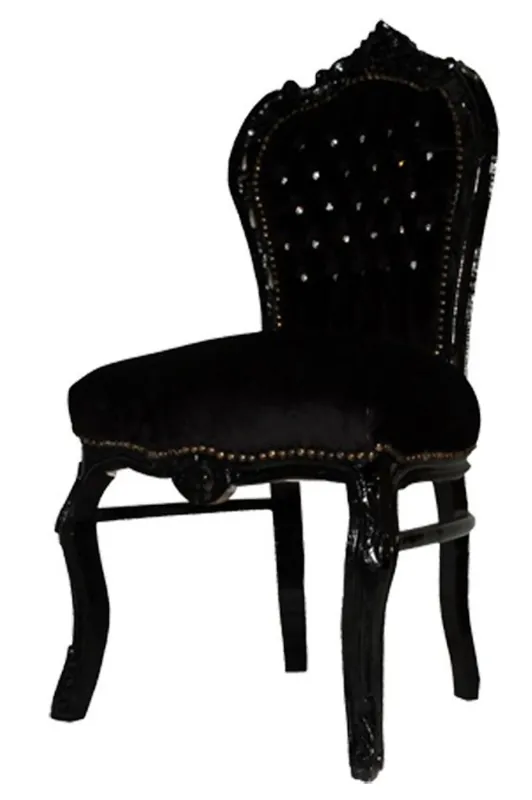 Baroque Chaise dîner noir / noir bling bling Neuheit
