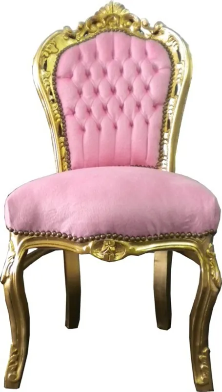 Baroque Chaise de dîner rose / or Geprüft