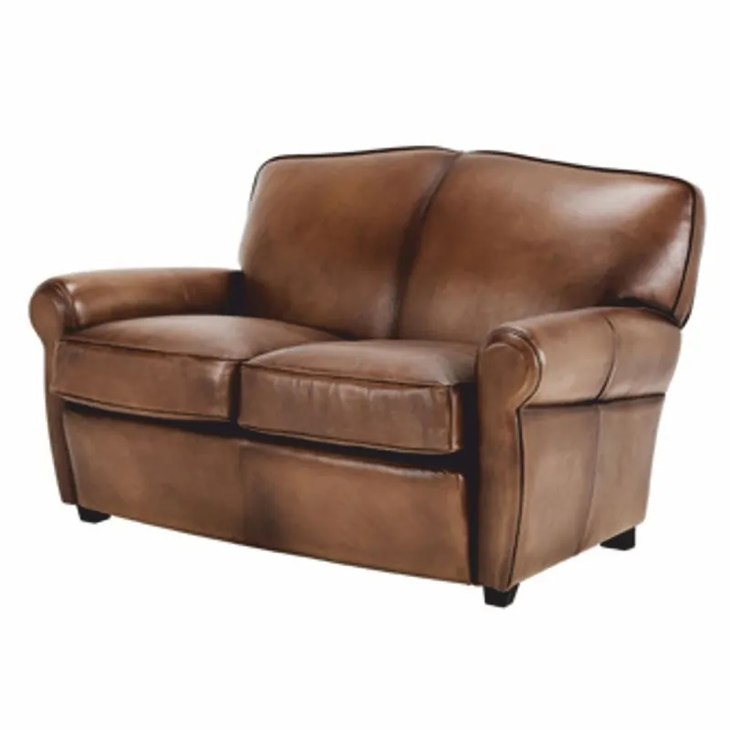 Angebot Casa Padrino Luxury Genuine Leather Sofa Dark Brown / Black 140 cm - Leather Furniture