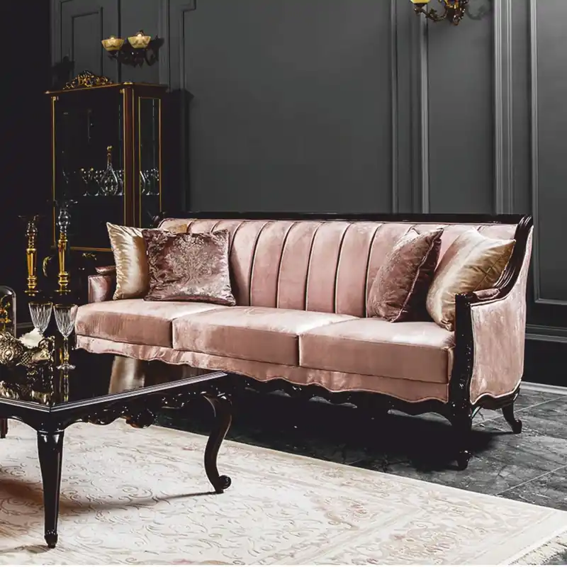 Jetzt Bestellen Casa Padrino Luxury Baroque Sofa Pink / Dark Brown 229 cm - Baroque Furniture