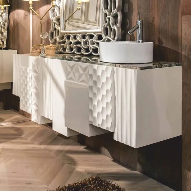Casa Padrino Luxury Designer Washbasin Wall Cabinet High Gloss White 170 cm Aktuell