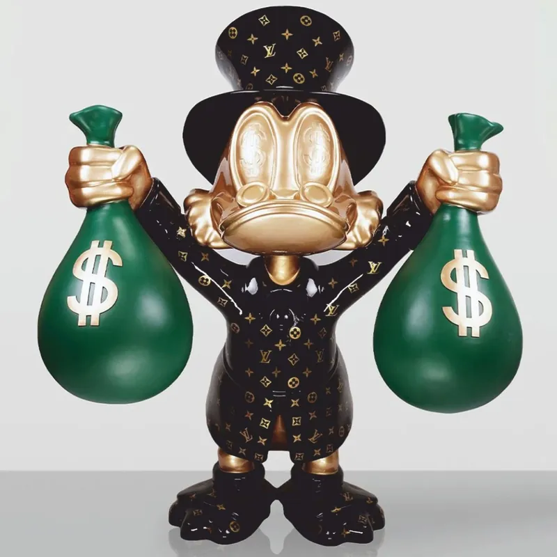 Preiswert Casa Padrino Decorative Figurine Duck Black / Gold / Green H. 45 cm - Decorative Sculpture