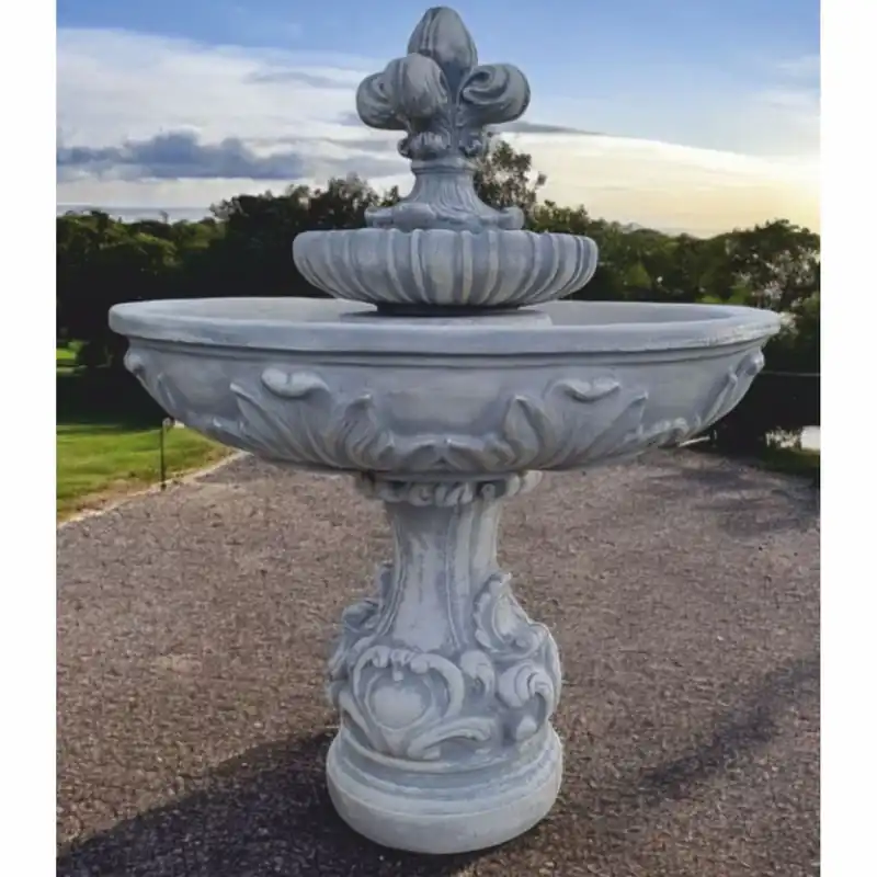 Echt Casa Padrino Baroque Fountain Lily Gray Ø 108 x H. 136 cm - Baroque Garden Decorative Fountain