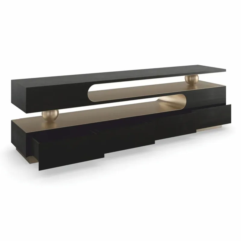 Günstig Casa Padrino luxury TV cabinet black / bronze 224 cm - Living room & hotel furniture