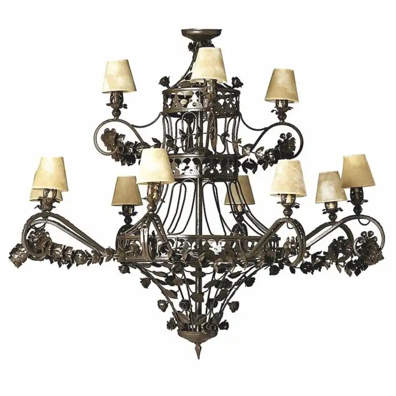 Casa Padrino Luxury Baroque Wrought Iron Chandelier Brown / Beige Ø 150 x H. 130 cm Top-Preis