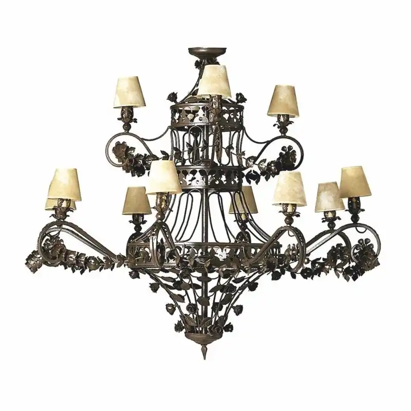 Solange Der Vorrat Reicht Casa Padrino Luxury Baroque Wrought Iron Chandelier Brown / Beige Ø 100 x H. 100 cm