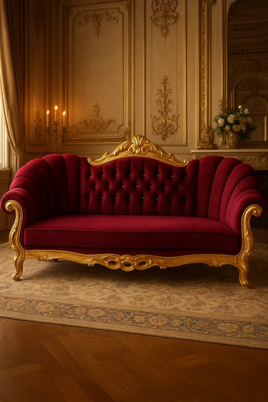 Casa Padrino Luxus Barock Samt Sofa mit Glitzersteinen Bordeaux Rot / Gold 230 cm Bestpreis