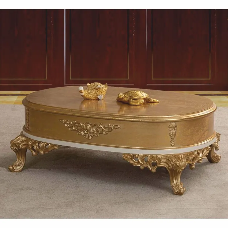 Casa Padrino luxury baroque coffee table gold / white 120 cm - Baroque style furniture Schneller Versand