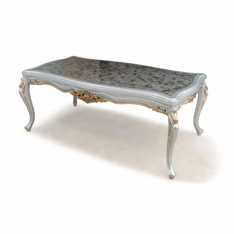 Casa Padrino Luxury Baroque Dining Table Gray / Silver / Gold 165 cm - Baroque Furniture Direktkauf