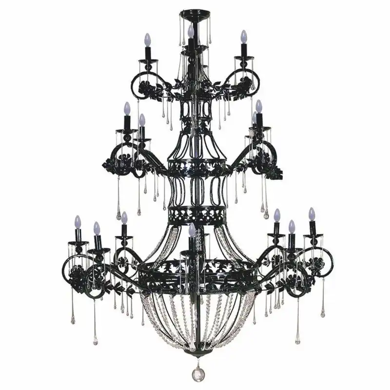 Zertifiziert Casa Padrino Luxury Baroque Wrought Iron Crystal Chandelier Black Ø 146 x H. 190 cm
