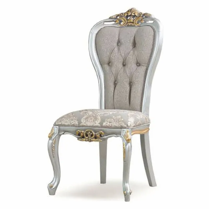 Knallerangebot Casa Padrino luxury baroque dining room chair gray / silver / gold - Baroque furniture