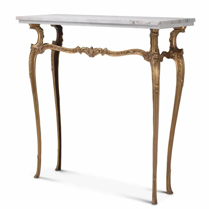 Casa Padrino luxury baroque console with marble top vintage brass / white 87.5 cm Direktkauf
