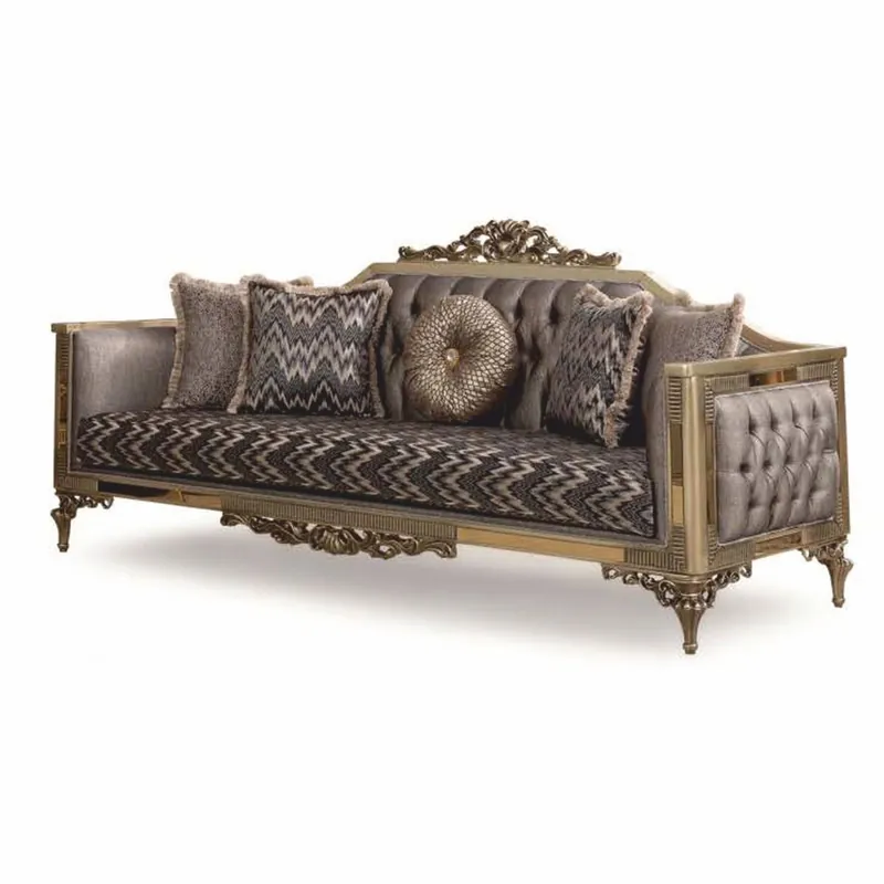 Casa Padrino Luxury Baroque Living Room Sofa Gray / Gold 230 cm - Baroque Furniture Heißes Angebot
