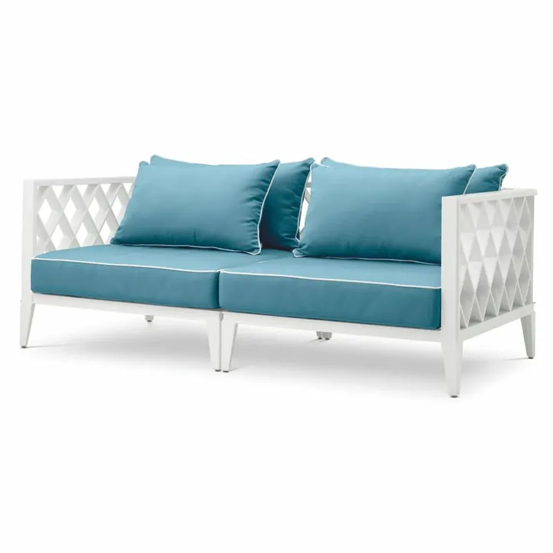 Expressversand Casa Padrino Luxury Garden Sofa White / Light Blue 186 cm - Outdoor Garden Furniture