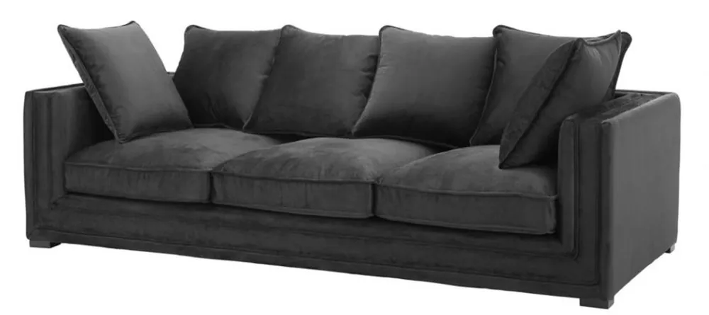 Bestpreis Casa Padrino design de luxe canapé 3 noir - mobilier hôtel de luxe