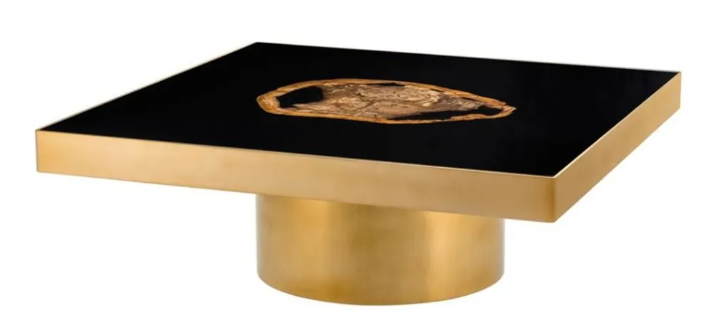 Casa Padrino Table basse design en bois pétrifié intégré - édition limitée Highlight