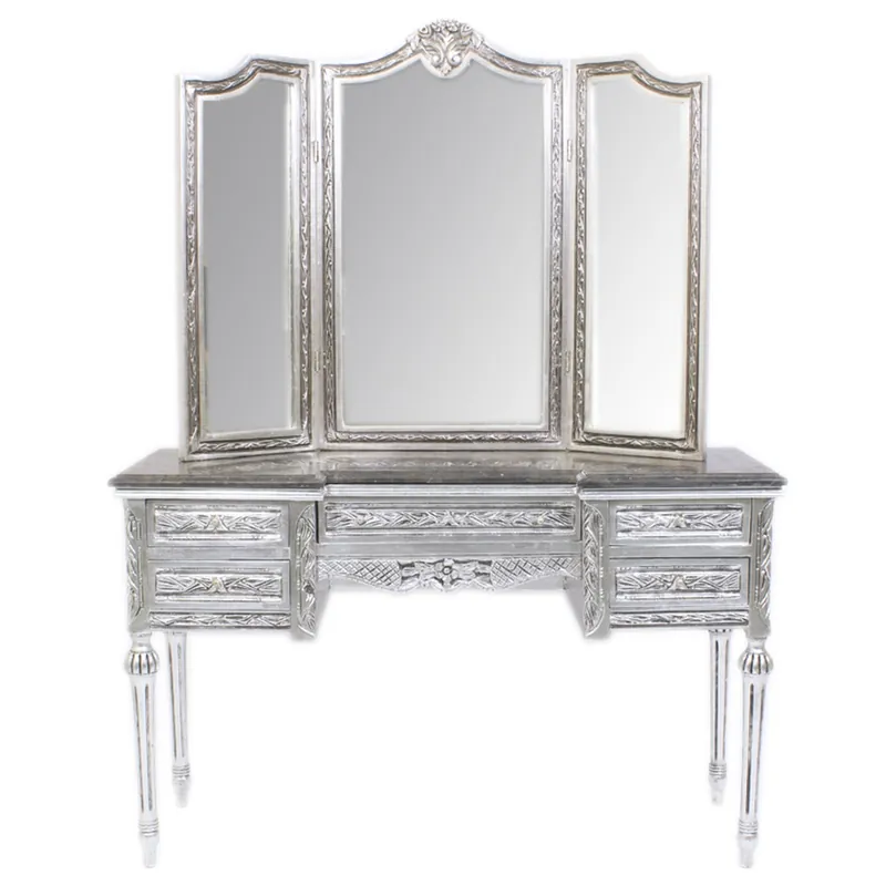 Casa Padrino console miroir de courtoisie baroque avec de l'argent 120 x 40 x H155 cm - console miroir chambre avec tiroirs Saisonangebot