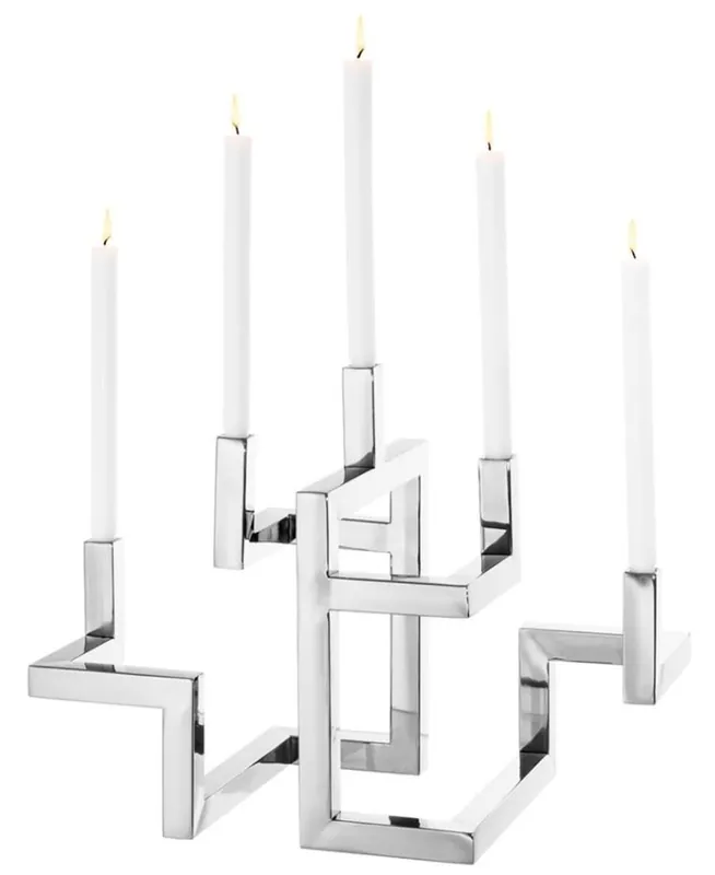 Markenprodukt Casa Padrino bougeoir en acier inoxydable de luxe / chandeliers 5-bras - établissement de luxe de l'hôtel