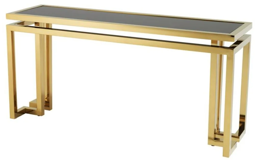 Rabatt Casa concepteur Padrino or console en acier inoxydable avec verre noir - table console de luxe