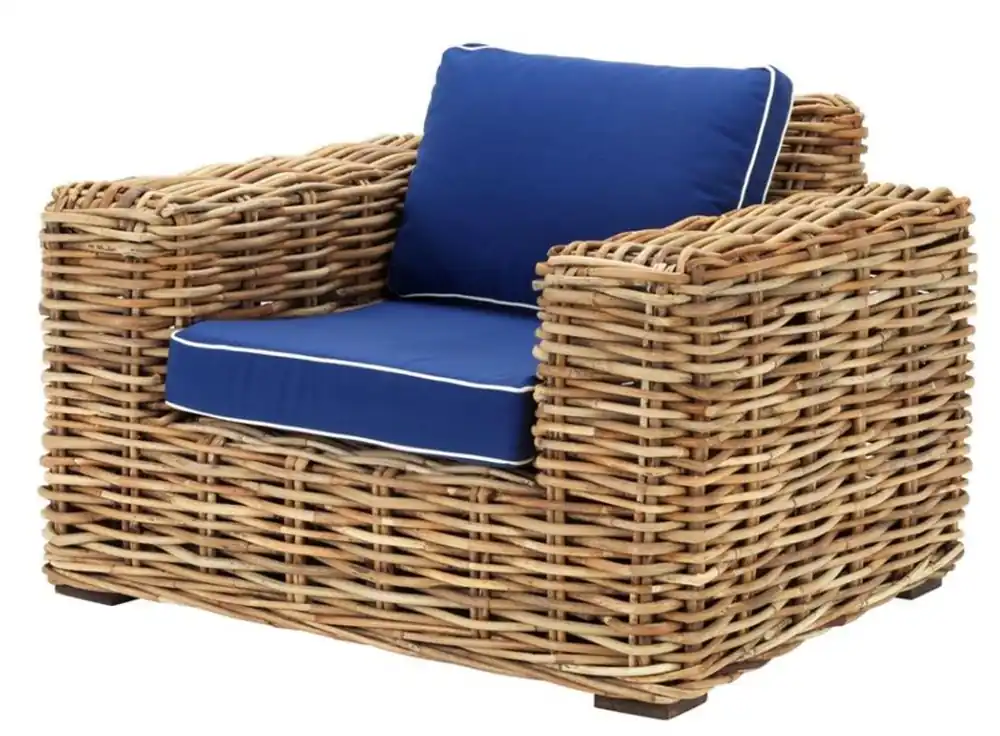 Casa Padrino Fauteuil design en rotin 100 x 88 x H. 69 cm - mobilier de salon de luxe Echt