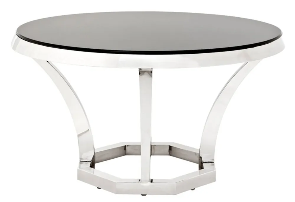 Neu Im Sortiment Casa Padrino table en acier inoxydable de luxe avec verre noir 130 x H. 75 cm - table design