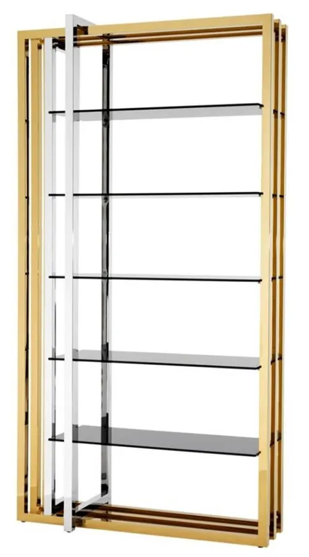 Casa Padrino design armoire étagère en acier inoxydable avec verre fumé 120 x 46 x H. 230 cm - luxe mobilier de l'hôtel Begrenztes Angebot