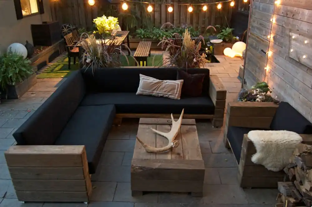 Luxe Meubles de jardin Ensemble de chêne massif avec rembourrage - Version lourde - canapé + chaise + Table - bois massif rustique - Set Lounge Meistverkauft