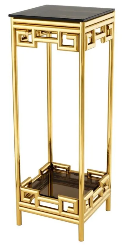Markenprodukt Casa Padrino or table d'appoint de luxe avec verre fumé 35 x 35 x H. 100 cm - table mobilier design