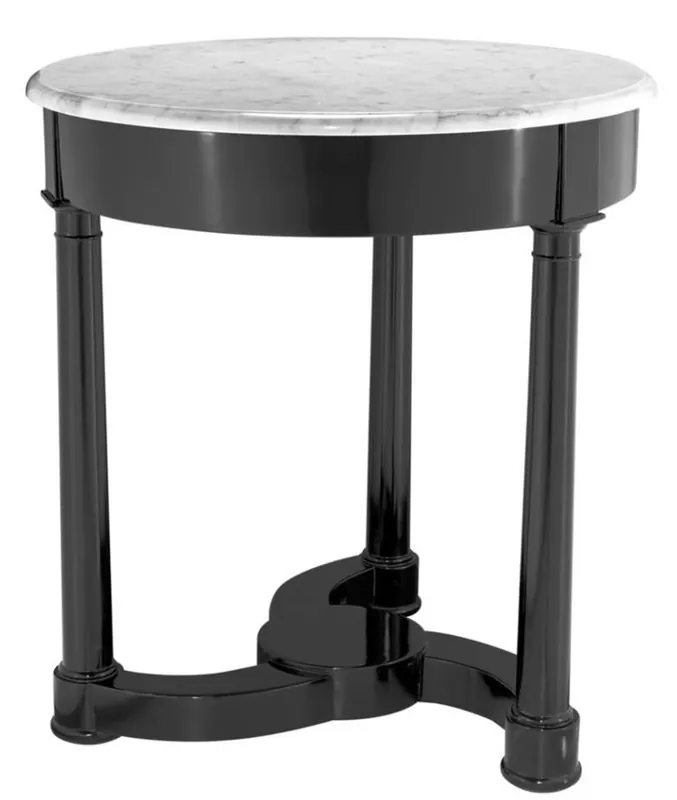 Abverkauf Table d'appoint Casa Padrino plaque noire avec H. de marbre blanc 66 x 71,5 cm - collection de luxe