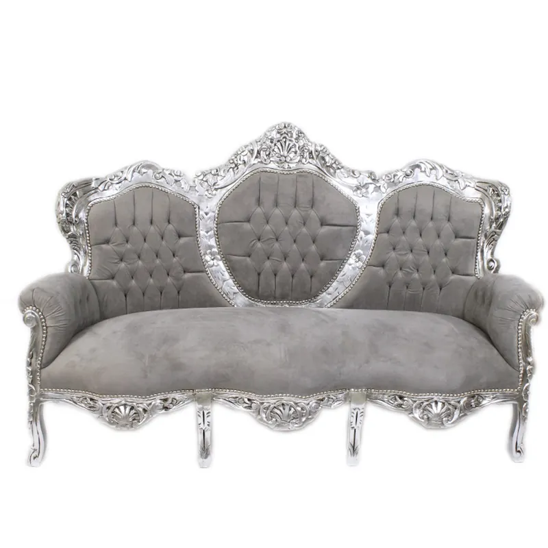 Super-Preis Casa Padrino baroque canapé 3 places "King" Gris / Argent - Mobilier baroque - look antique