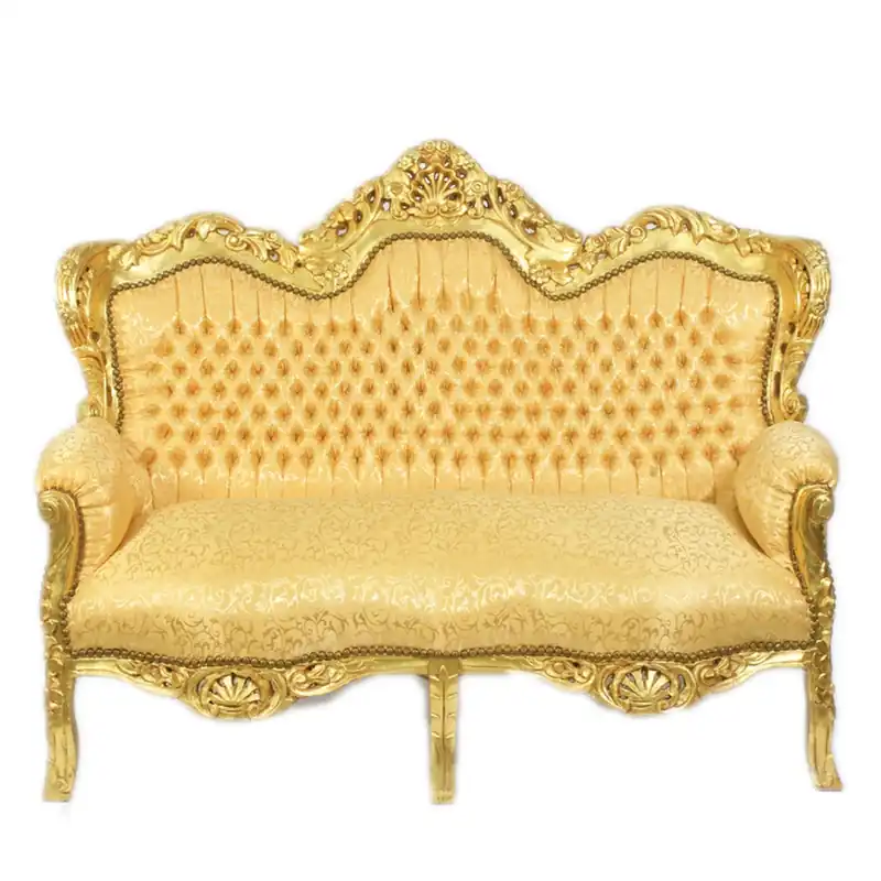 Neuheit Casa Padrino baroque deux places canapé King Gold Motif / Or - Mobilier baroque
