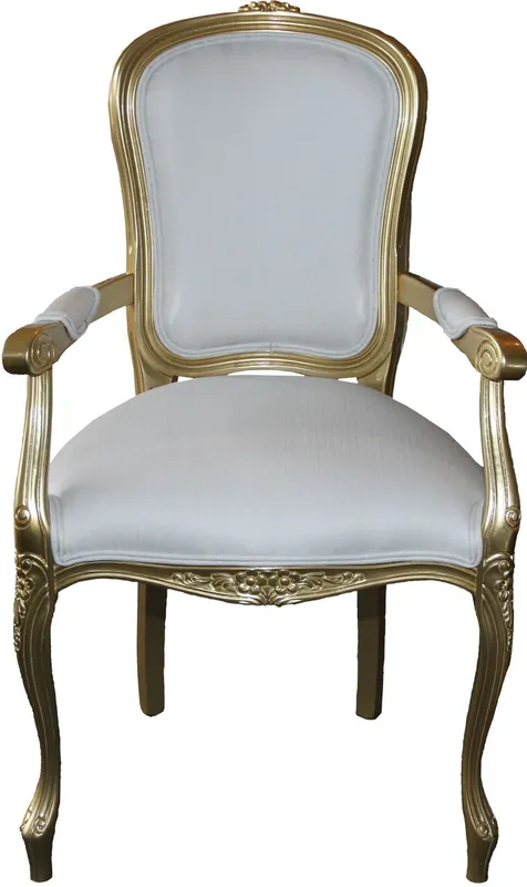 Casa Padrino baroque Chaise avec accoudoirs Dîner Blanc / Or - Chaise design - qualité de luxe Angebot