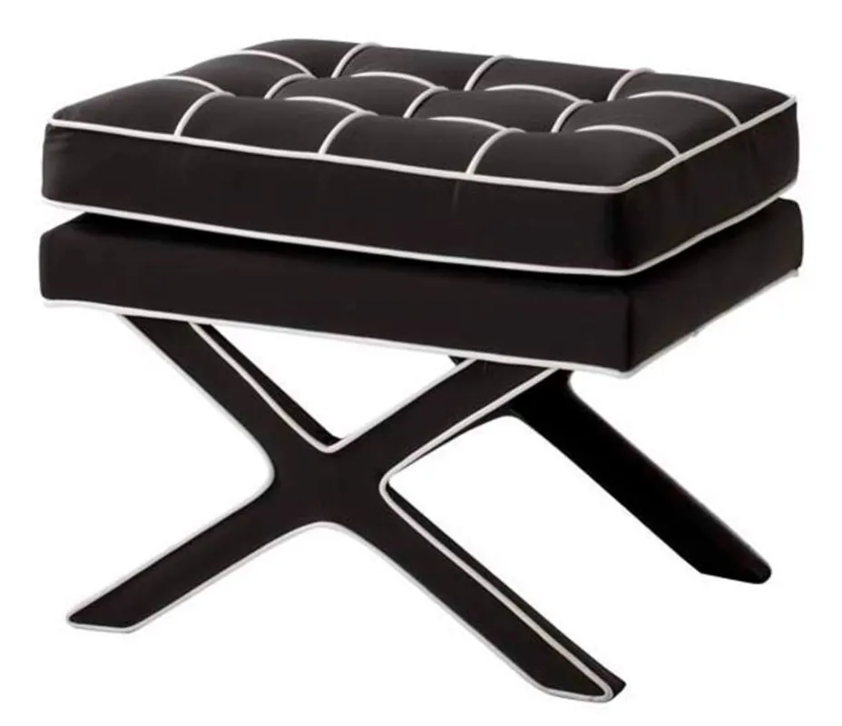 Top-Seller Casa Padrino luxe croix tabouret noir / blanc - design tabouret d'hôtel