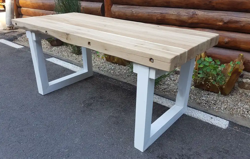 Markenprodukt Casa Padrino luxe solide table en bois - Chêne / Blanc - 200 cm x 90 cm x H80 cm - robuste